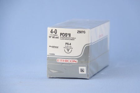 Absorbable Suture with Needle PDS™ II Polydioxanone PS-4 1/2 Circle Reverse Cutting Needle Size 4-0 Monofilament