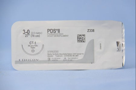 Absorbable Suture with Needle PDS™ II Polydioxanone CT-1 1/2 Circle Taper Point Needle Size 3-0 Monofilament