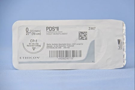 Absorbable Suture with Needle PDS™ II Polydioxanone CP-1 1/2 Circle Reverse Cutting Needle Size 0 Monofilament