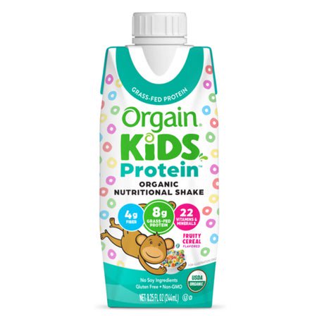 Pediatric Oral Supplement Orgain® Kids Protein™ Organic Nutritional Shake Fruity Cereal Flavor 8.25 oz. Carton Liquid Protein