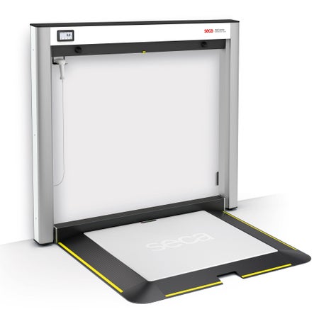 Wall Mounted Wheelchair Scale Seca XLine Fold Digital Display 1100 lbs. Capacity Black / White AC Power