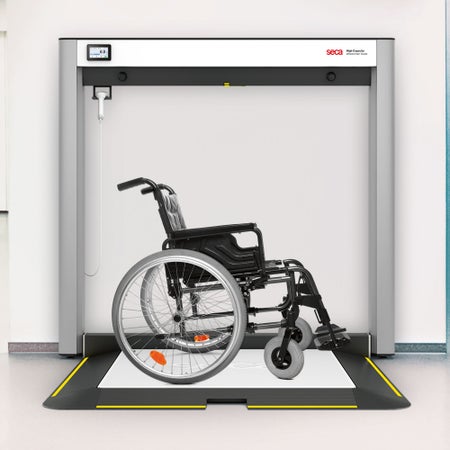 Wall Mounted Wheelchair Scale Seca XLine Fold Digital Display 1100 lbs. Capacity Black / White AC Power