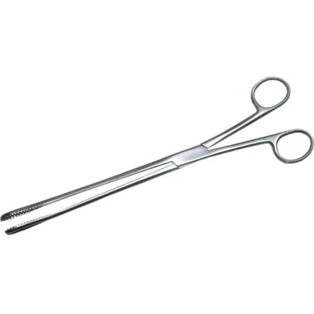 Ovum Forceps MedGyn Boston 13 Inch Length OR / Surgical Grade Stainless Steel NonSterile NonLocking Finger Ring Handle Straight Fenestrated Serrated Oval Tips