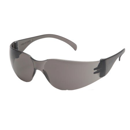 Safety Glasses Mini Intruder® Wraparound Anti-scratch Coating Gray Tint Polycarbonate Lens Gray Frame Over Ear One Size Fits Most