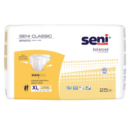 Incontinence Brief Seni® Classic Adult X-Large Unisex Disposable Moderate Absorbency