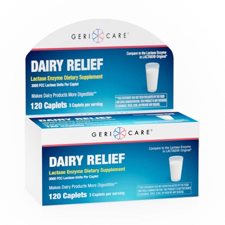 Dietary Supplement Geri-Care® Lactase Enzyme 9,000 IU Strength Caplet 72 per Bottle
