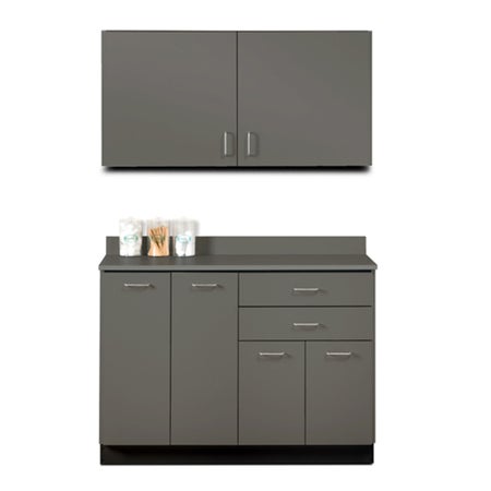 Base and Wall Cabinet Combination Model 824848 Hook and Rail Mounting System Laminate 2 Drawers (Base) 1 Adjustable Shelf (Wall) 2 Adjustable Shelves (Base) Without Lock
