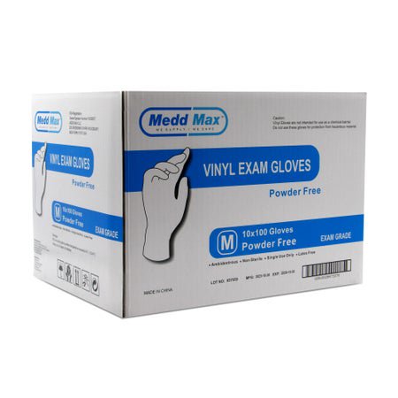 Exam Glove Medd Max™ Medium NonSterile Vinyl Standard Cuff Length Smooth Clear Not Rated