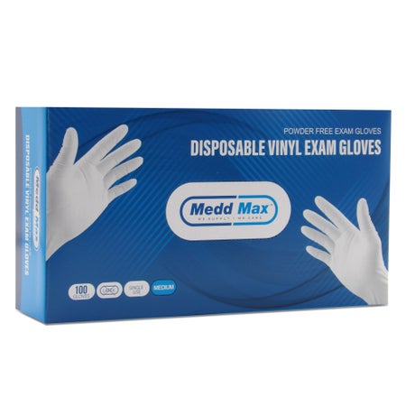 Exam Glove Medd Max™ Medium NonSterile Vinyl Standard Cuff Length Smooth Clear Not Rated