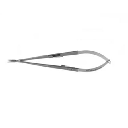 Micro Needle Holder Jarit Stardust® Jacobsen 9 Inch Length 2 mm Wide Straight Tips Round Handle with Catch