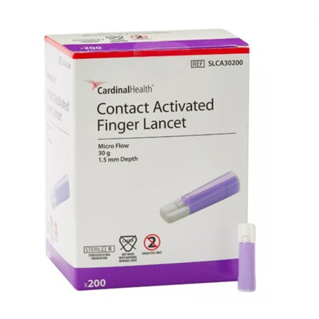 Safety Lancet Cardinal Health™ 30 Gauge 1.5 mm Blade Pressure Activated Finger