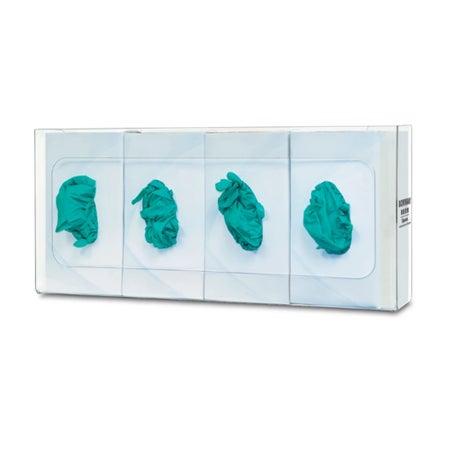 Quad Glove Dispenser Bowman Wall Mount 4 Boxes Clear 22.45 W X 10.03 H X 3.88 D Inch PETG Plastic