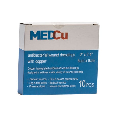 Copper Impregnated Dressing MEDCu Rectangle 2 X 2-2/5 Inch Sterile