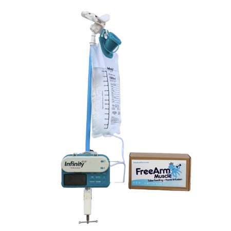 Feeding Tube / Infusion Bag Holder FreeArm® Muscle Blue For Feeding Bags, Gravity Sryinges, Lightweight Feeding Pumps