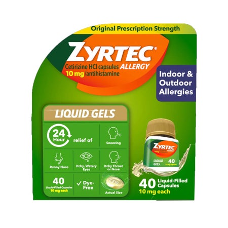 Allergy Relief Zyrtec® 10 mg Strength Liqui-Gel 40 per Bottle