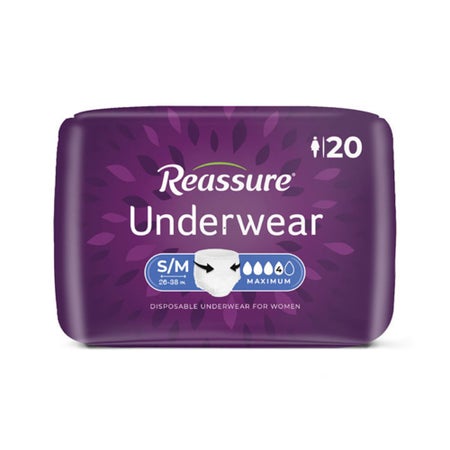 Absorbent Underwear Reassure® Maximum Pull On with Tear Away Seams Adult Small / Medium Female Disposable Heavy Absorbency