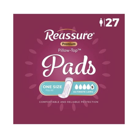 Bladder Control Pad Reassure® Premium Pillow-Top™ Ultimate Long 4-1/2 X 16 Inch Heavy Absorbency Polymer Core One Size Fits Most