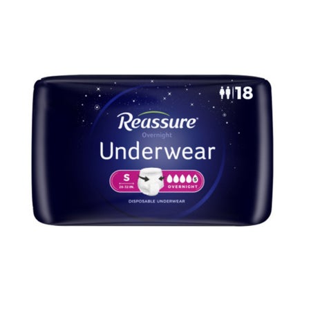 Absorbent Underwear Reassure® Overnight Pull On with Tear Away Seams Adult Medium Unisex Disposable Heavy Absorbency