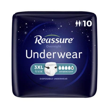 Absorbent Underwear Reassure® Overnight Pull On with Tear Away Seams Adult 3X-Large Unisex Disposable Heavy Absorbency