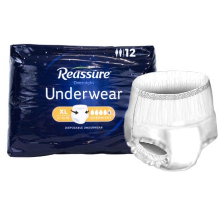 Absorbent Underwear Reassure® Overnight Pull On with Tear Away Seams Adult X-Large Unisex Disposable Heavy Absorbency