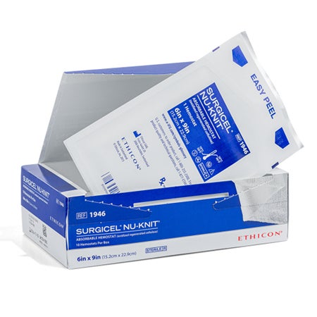 Absorbable Hemostatic Dressing SURGICEL® NU-KNIT™ 6 X 9 Inch 10 Count Sterile