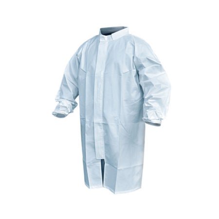 Sterile Cleanroom Lab Coat Pharma-Frock™ White Medium Mid Length Polyethylene Coated Polypropylene Disposable