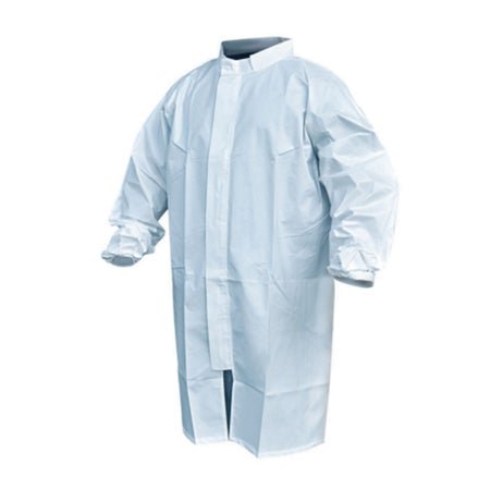 Sterile Cleanroom Lab Coat Pharma-Frock™ White 2X-Large Mid Length Polyethylene Coated Polypropylene Disposable