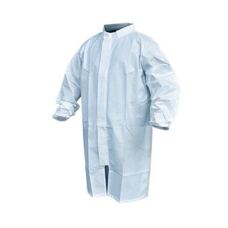 Sterile Cleanroom Lab Coat Pharma-Frock™ White 3X-Large Mid Length Polyethylene Coated Polypropylene Disposable