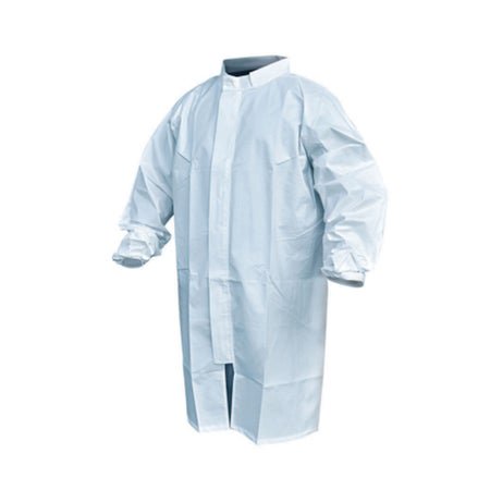 Sterile Cleanroom Lab Coat Pharma-Frock™ White 4X-Large Mid Length Polyethylene Coated Polypropylene Disposable