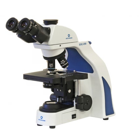 Accu-Scope® EXC-250 Series Compound Microscope Trinocular Head Infinity Plan Achromat 4X, 10X, 40XR and 100XR Oil Objectives 132 X 140 mm Stage