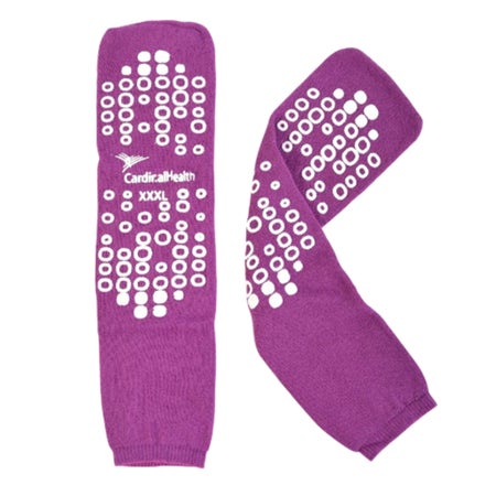 Slipper Socks Cardinal Health™ Unisex Adult 3X-Large Double Tread Single Patient Use Purple