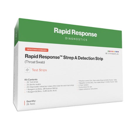 Respiratory Test Kit Rapid Response™ Strep A Detection Strip 25 Tests CLIA Waived