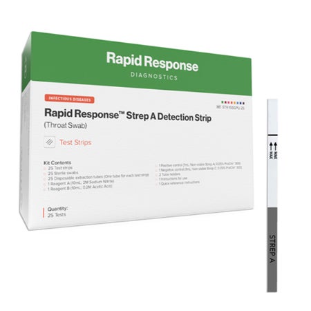 Respiratory Test Kit Rapid Response™ Strep A Detection Strip 25 Tests CLIA Waived
