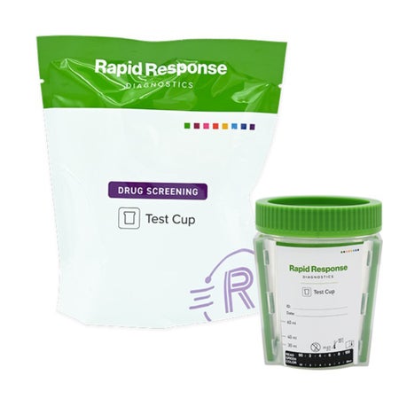 Drugs of Abuse Test Kit Rapid Response™ AMP, BAR, BUP, BZO, COC, FYL, mAMP/MET, MDMA, MTD, OPI, OXY, THC, (CRE, pH, OXI) 25 Tests CLIA Waived
