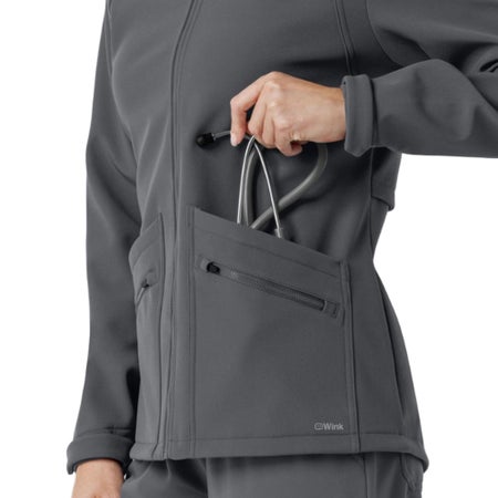 Warm-Up Jacket Wink™ Softshell Pewter X-Small Hip Length 94% Polyester / 6% Spandex Reusable