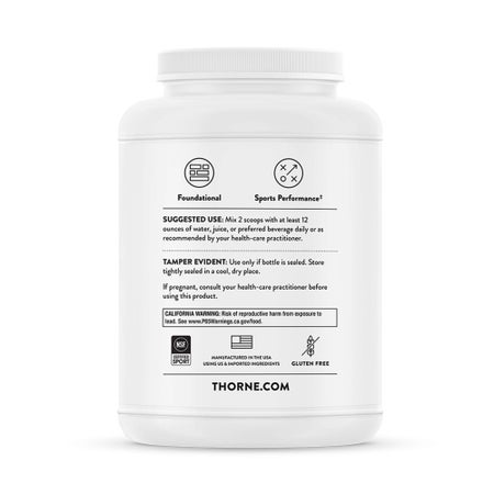 Oral Supplement THORNE® Plant Protein Chocolate Flavor Powder 23.8 oz. Canister