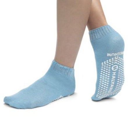 Slipper Socks Halyard Unisex Adult Large Double Tread Single Patient Use Light Brown