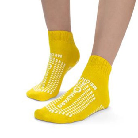 Risk Management Slipper Socks Halyard Unisex Adult 2X-Large Double Tread Single Patient Use Yellow