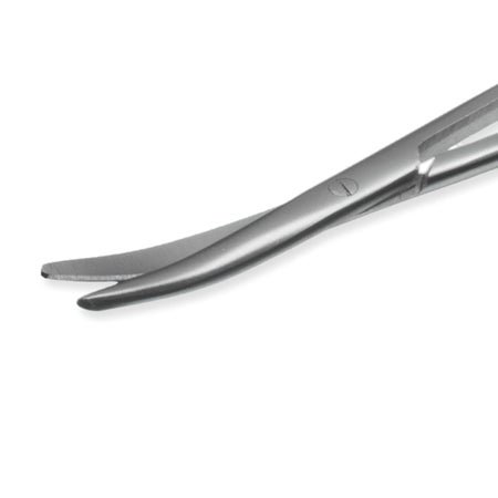Strabismus Scissors Instrapac® 4-1/2 Inch Length Office Grade Stainless Steel Sterile Finger Ring Handle Curved Blunt Tip / Blunt Tip