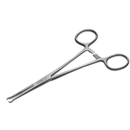 Vasectomy Forceps Instrapac® 6-1/3 Inch Office Grade Stainless Steel Sterile Locking Finger Ring Handle Curved 1 X 1 Blunt Prongs
