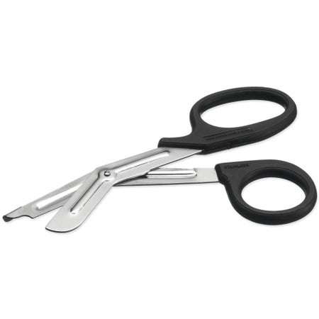 Bandage and Utility Scissors Instrapac® 7-1/3 Inch Length Office Grade Stainless Steel NonSterile Black Finger Ring Handle Angled Blunt Tip / Blunt Tip