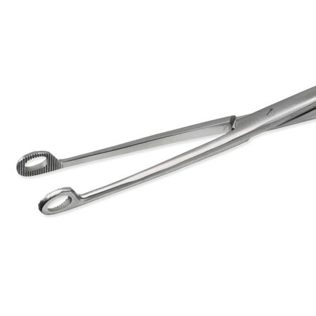 Catheter Forceps Instrapac® Magill 9-7/8 Inch Length OR / Surgical Grade Stainless Steel Sterile NonLocking Finger Ring Handle Angled Fenestrated Serrated Oval Tips