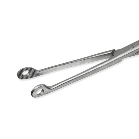 Catheter Forceps Instrapac® Magill 7-7/8 Inch Length OR / Surgical Grade Stainless Steel Sterile NonLocking Finger Ring Handle Angled Fenestrated Serrated Oval Tips