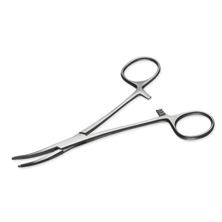 Hemostatic Forceps Instrapac® Crile 5-3/4 Inch Length Office Grade Stainless Steel Sterile Locking Finger Ring Handle Curved Serrated Tips