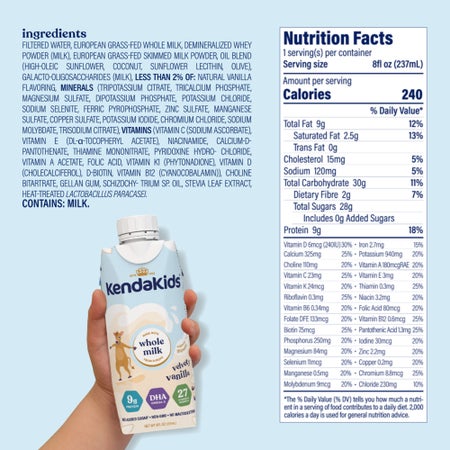 Pediatric Oral Supplement Kendakids® Vita-Boost Shake Velvety Vanilla Flavor 8 oz. Carton Liquid Vitamins / Minerals