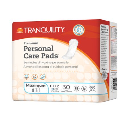 Bladder Control Pad Tranquility® Premium Maximum 12 Inch Length Heavy Absorbency Super Absorbent Core One Size Fits Most