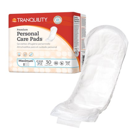 Bladder Control Pad Tranquility® Premium Maximum 12 Inch Length Heavy Absorbency Super Absorbent Core One Size Fits Most