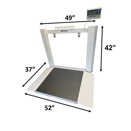 Wheelchair Scale Befour LCD Display 1000 lbs. Weigh Capacity Black / Silver Battery Operated