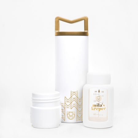 Breast Milk Cooler Set with Wide Neck The MilKeeper® 16 oz. Stainless Steel Aspen White