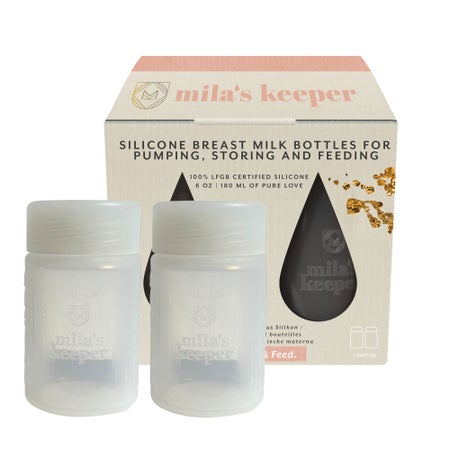 Breast Milk Storage Container with Wide Neck Mila's Keeper 6 oz. Silicone Aspen White